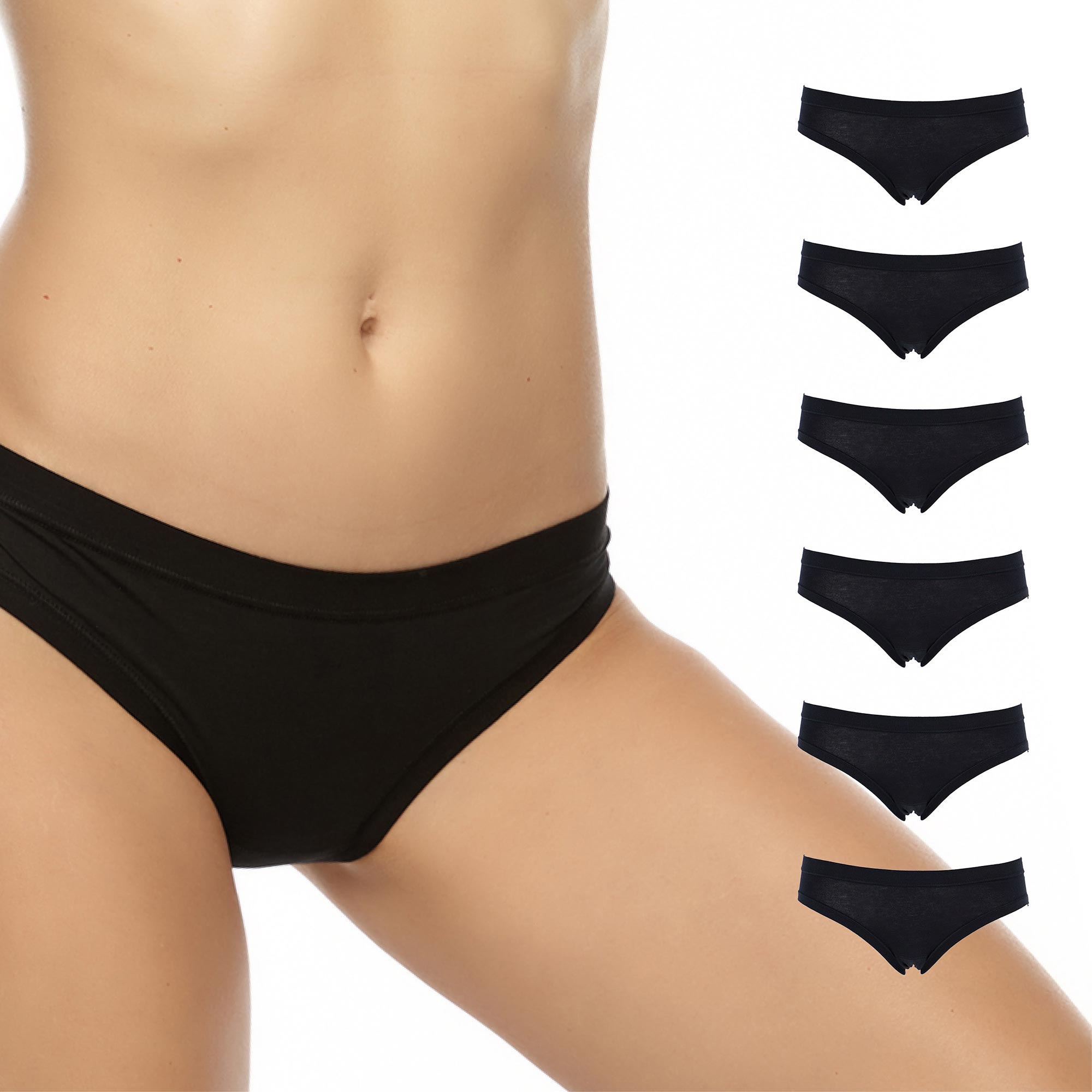 6 Pezzi Slip Cotonella vita bassa comfort