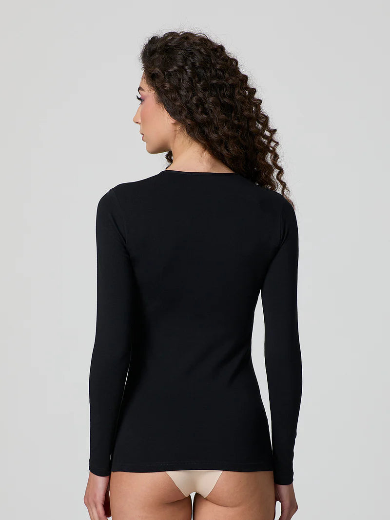 Maglia Jadea a girocollo in cotone elasticizzato