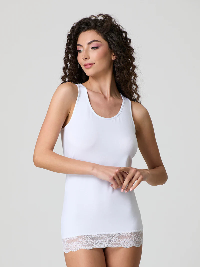 Canotta Jadea con pizzo in cotone modal