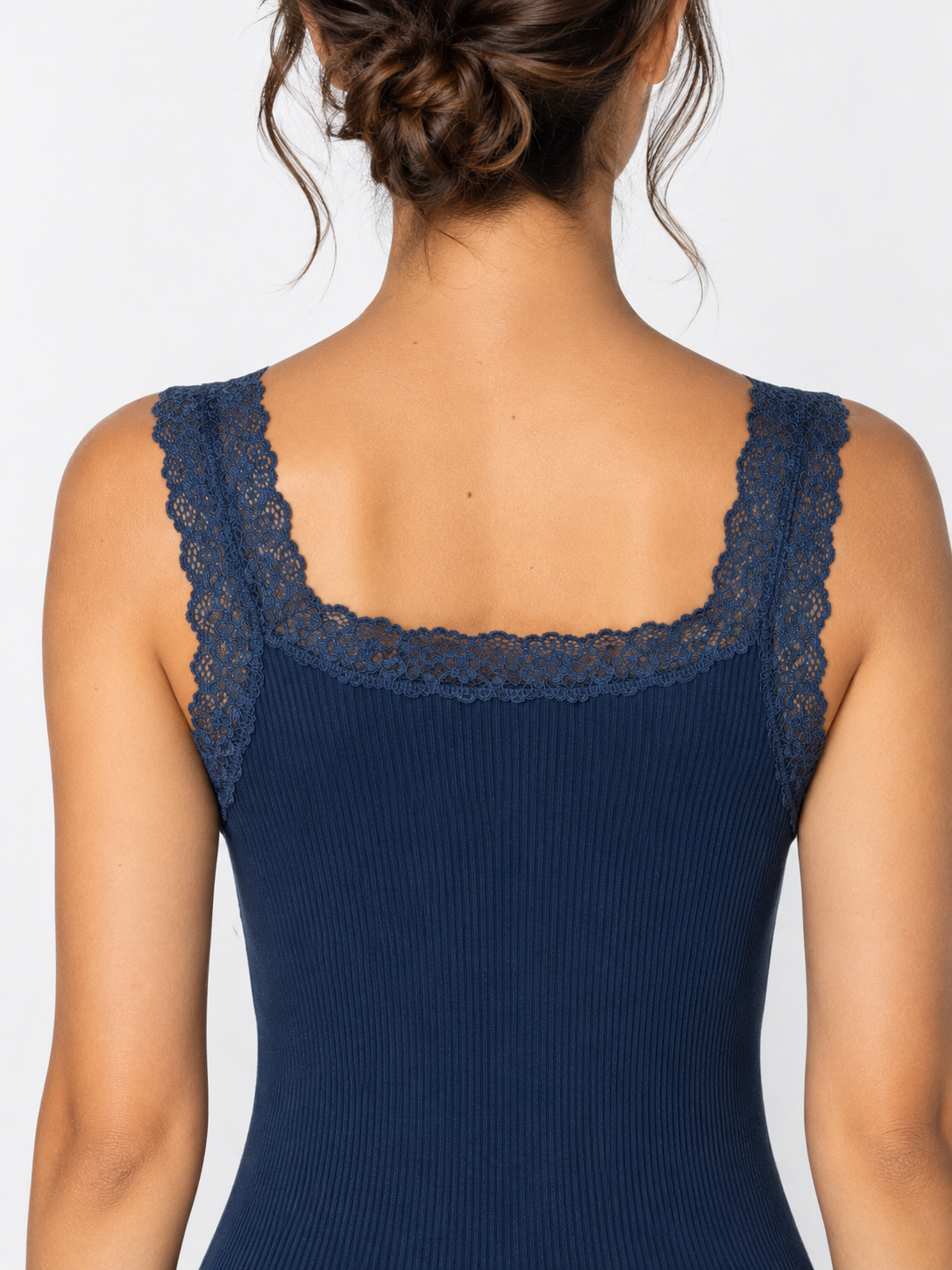 Top Cotone Plissé costina in Pizzo - Made in Italy
