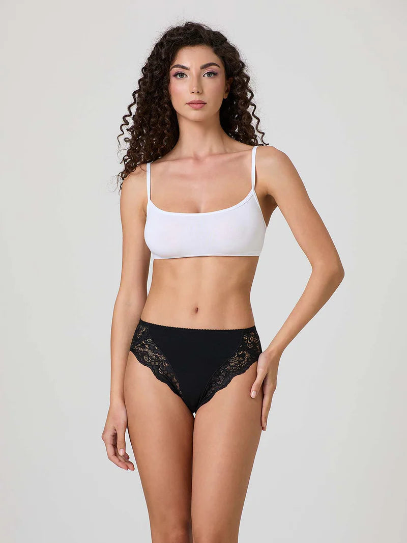 3 pezzi Slip Jadea in cotone modal con bordo a smerlo e pizzo