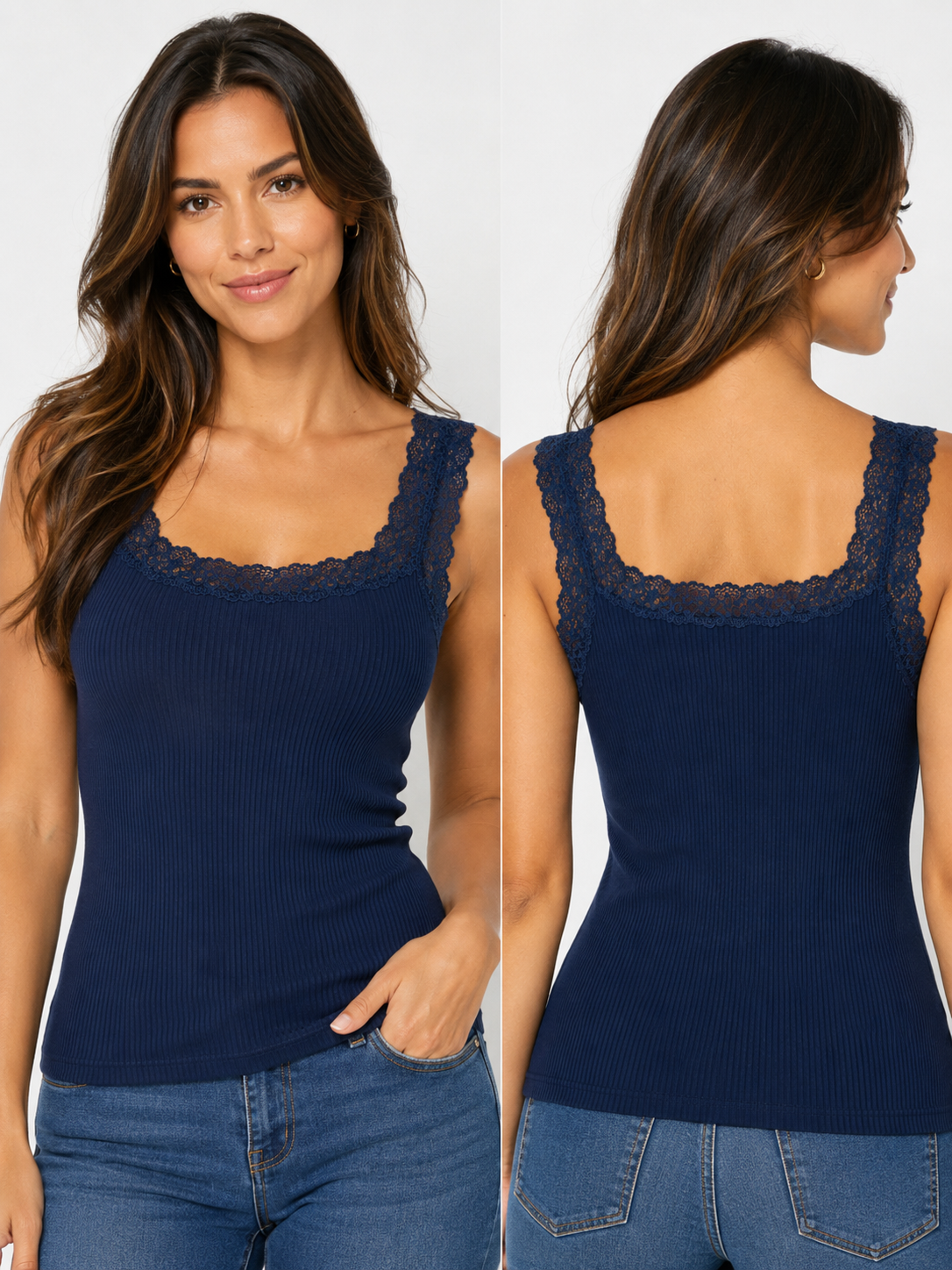 Top Cotone Plissé costina in Pizzo - Made in Italy