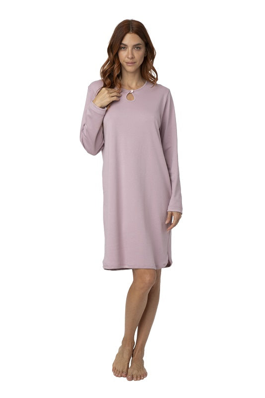 Camicia da Notte 100% Cotone Interlock con Scollo a Goccia – Made in Italy