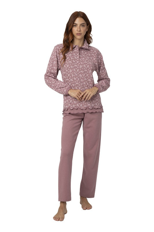Pigiama Punto Milano in Fantasia collo camicia – 65% Cotone Made in Italy