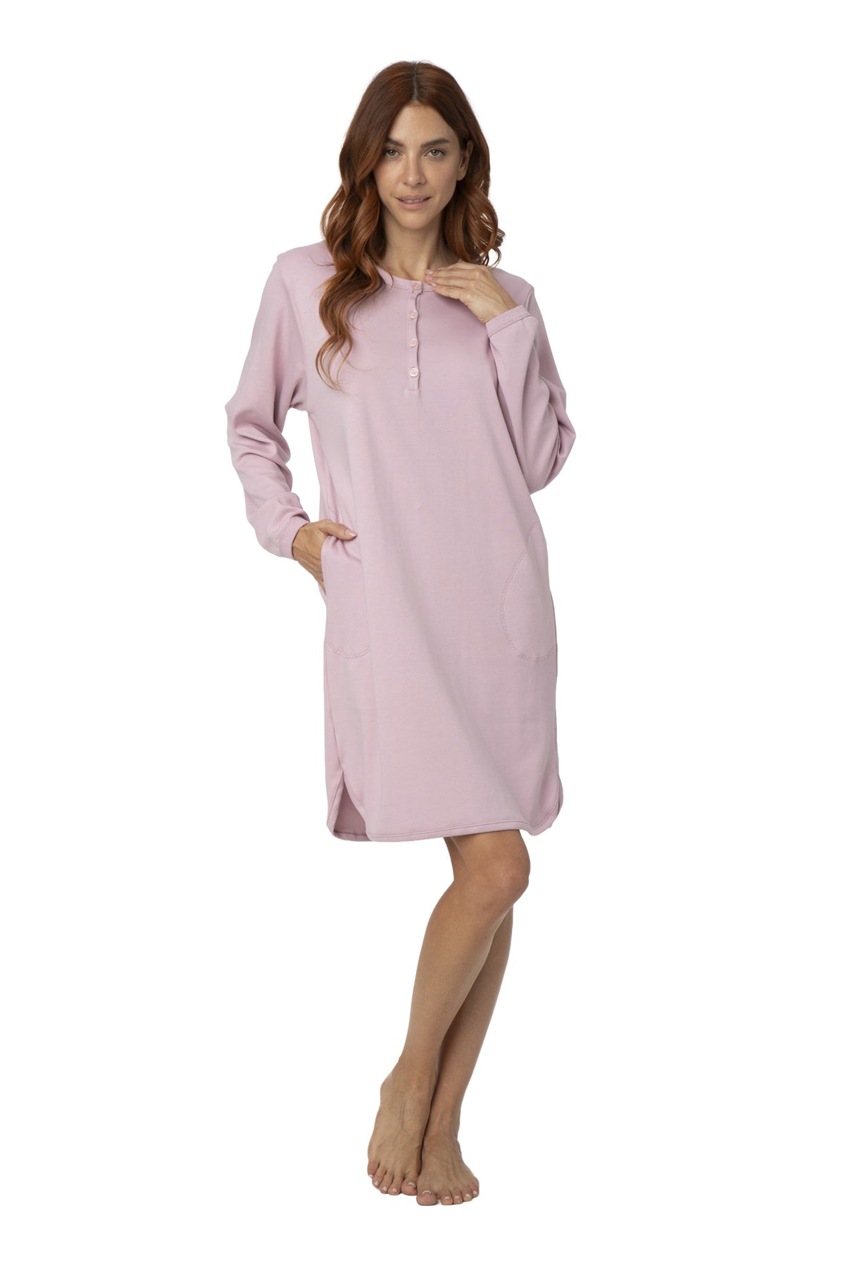 Camicia da Notte 100% Cotone Interlock con Tasche – Made in Italy