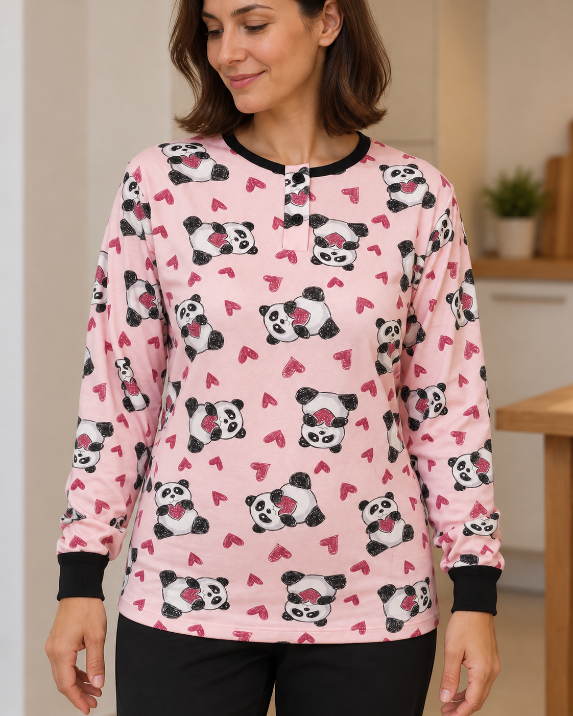 Pigiama 100% Cotone Interlock Fantasia Panda – Made in Italy