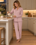 Pigiama Giacca aperta collo a revers 100% Cotone Interlock con Bottoni – Made in Italy