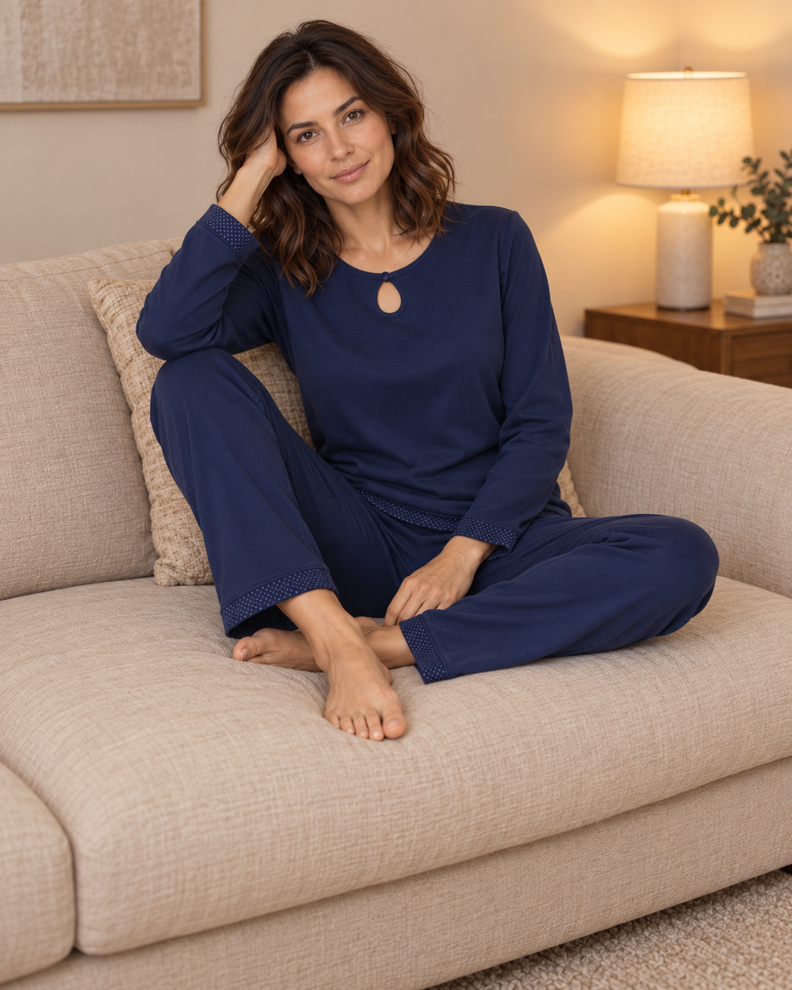 Pigiama Interlock 100% Cotone con Scollo a Goccia – Made in Italy