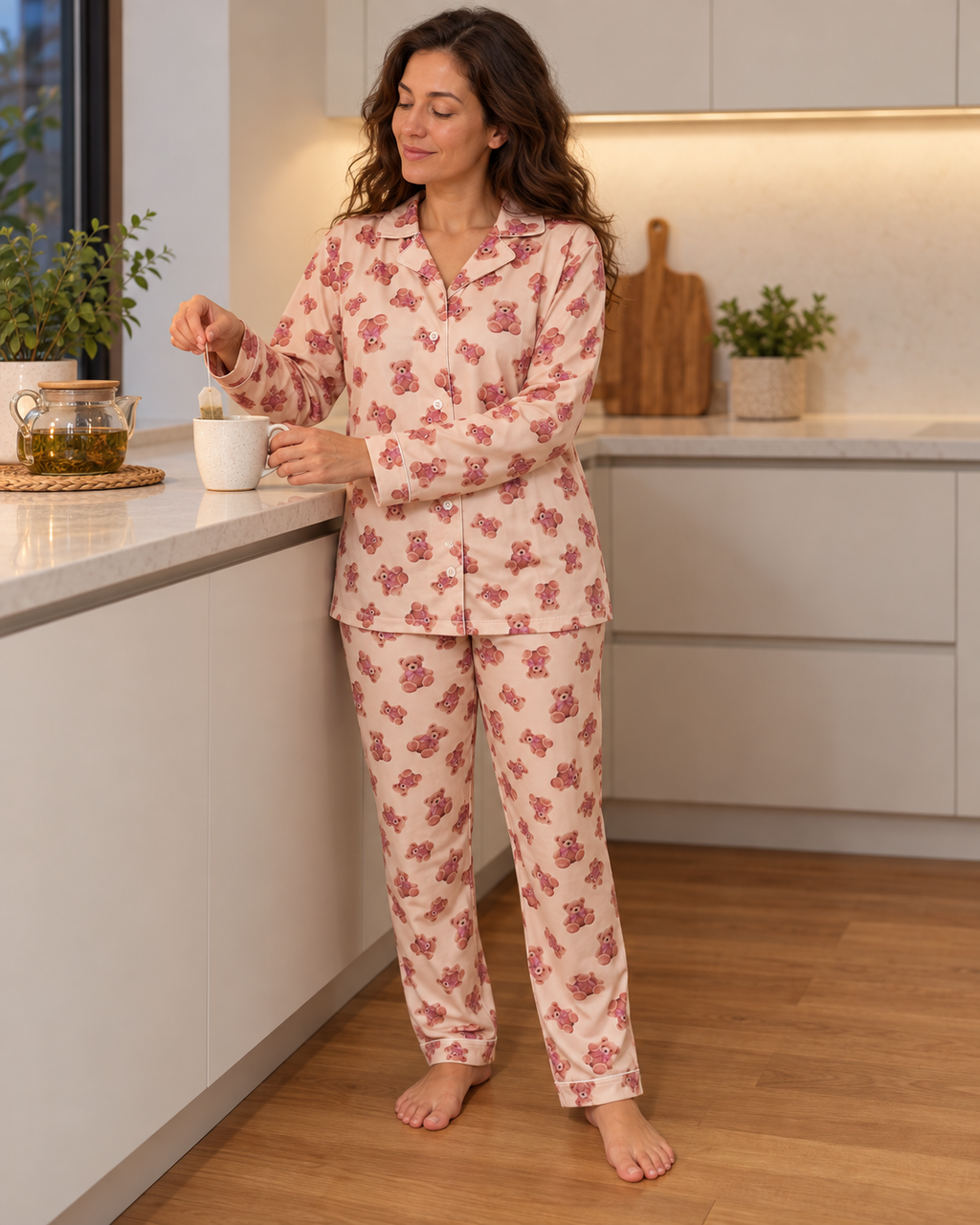 Pigiama100% Cotone Interlock Aperto Fantasia Orsetti – Made in Italy