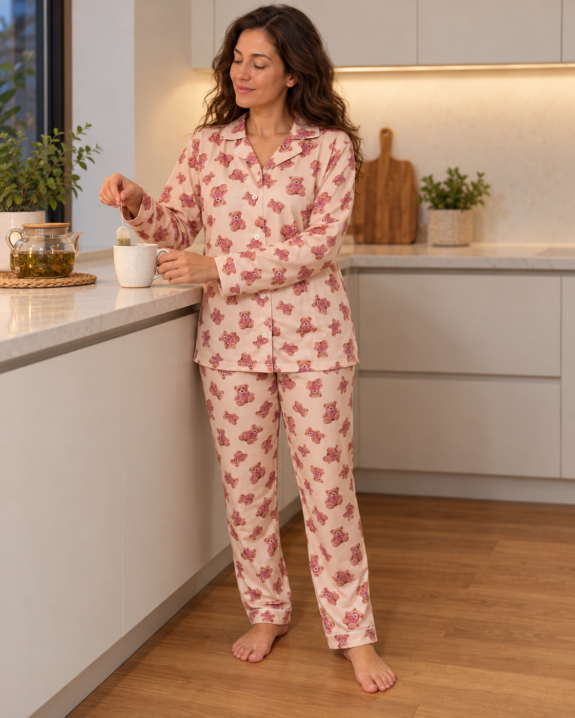 Pigiama100% Cotone Interlock Aperto Fantasia Orsetti – Made in Italy