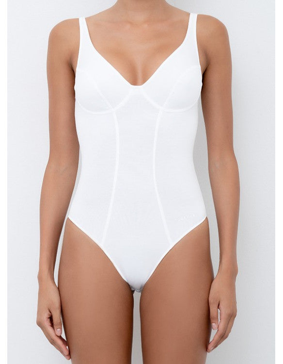 Body Lormar modellante senza ferretto in cotone elasticizzato spalla larga