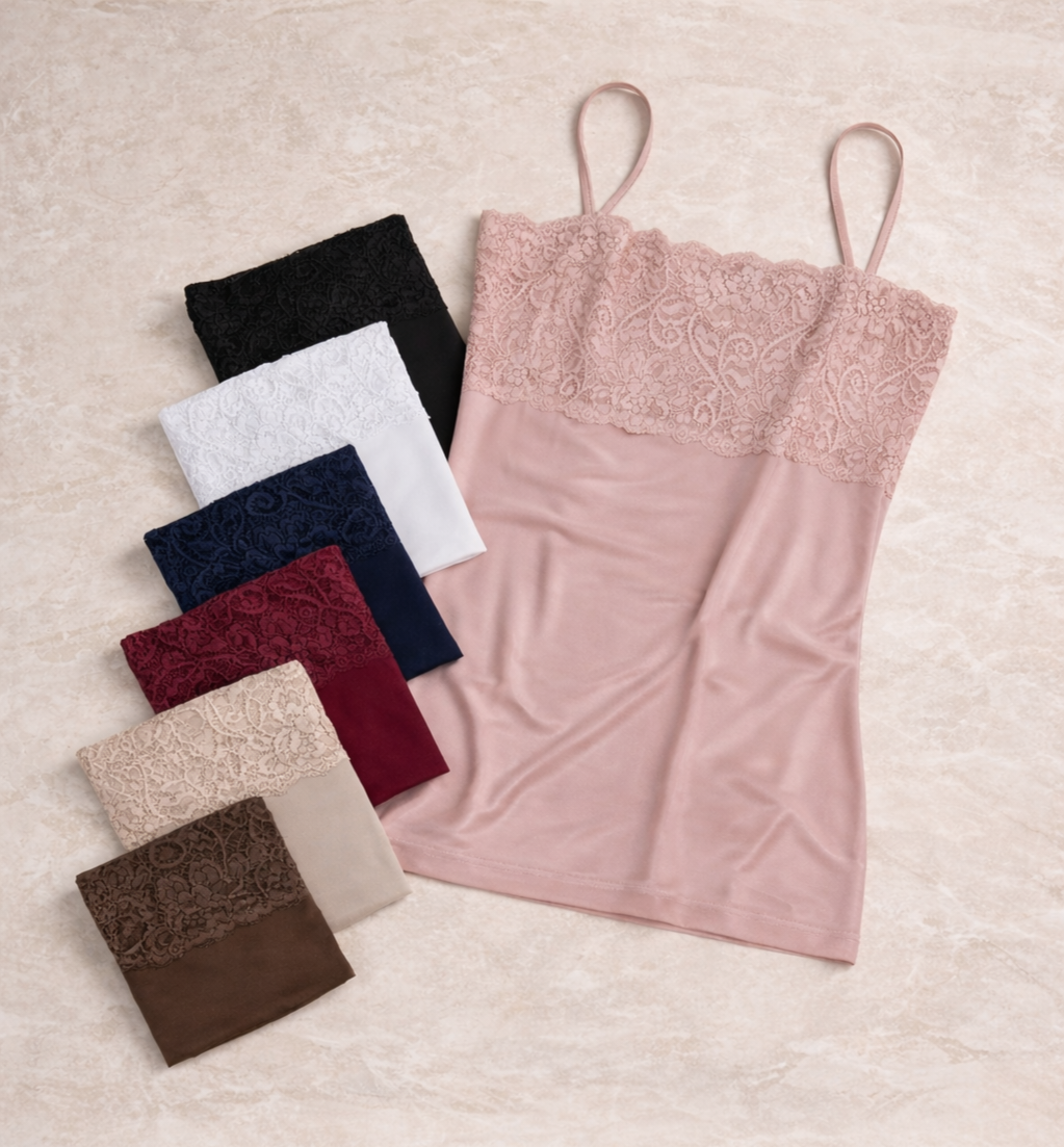 Top spalla stretta modal e pizzo qualita sartoriale made in italy