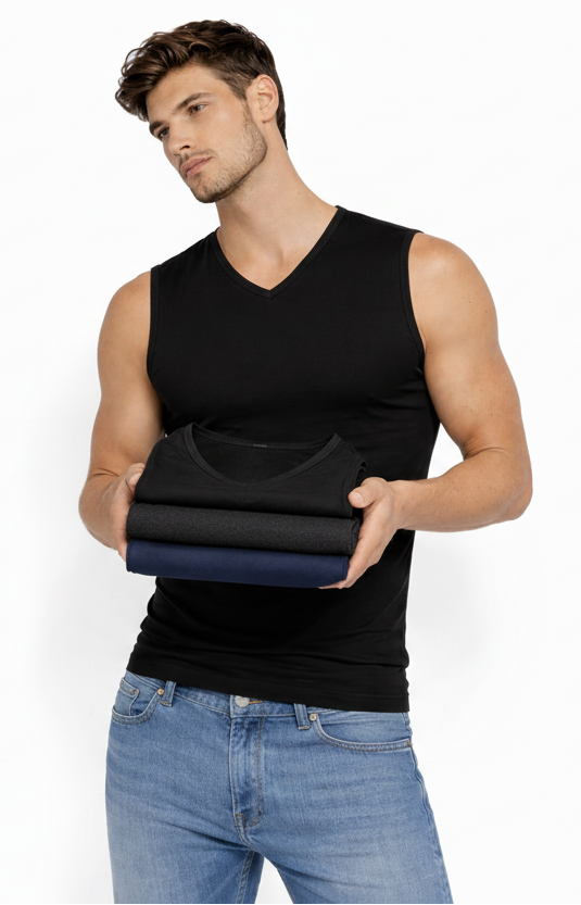 3 pezzi smanicato cotone elasticizzato