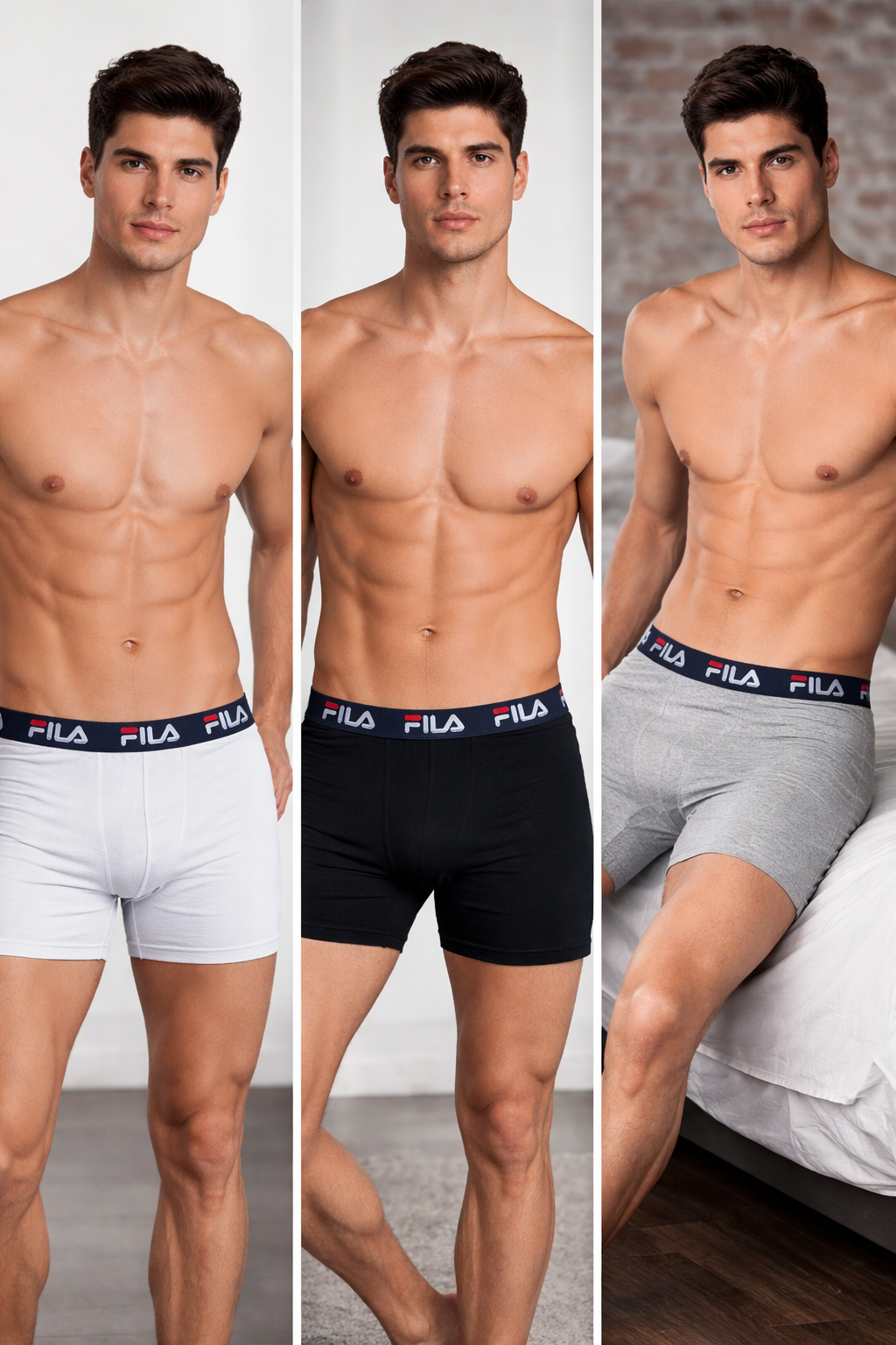 3 Pezzi Boxer Fila elastico con logo