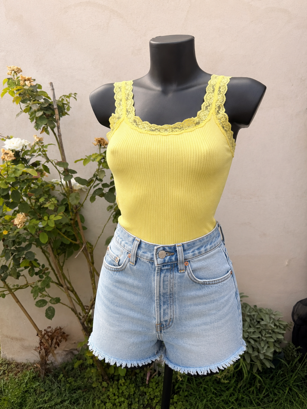 Top Cotone Plissé costina in Pizzo - Made in Italy