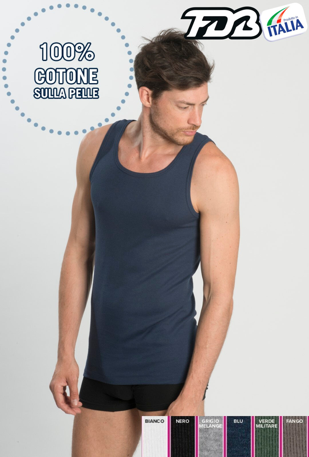 Canotta FDB spalla larga 100% cotone made in Italy